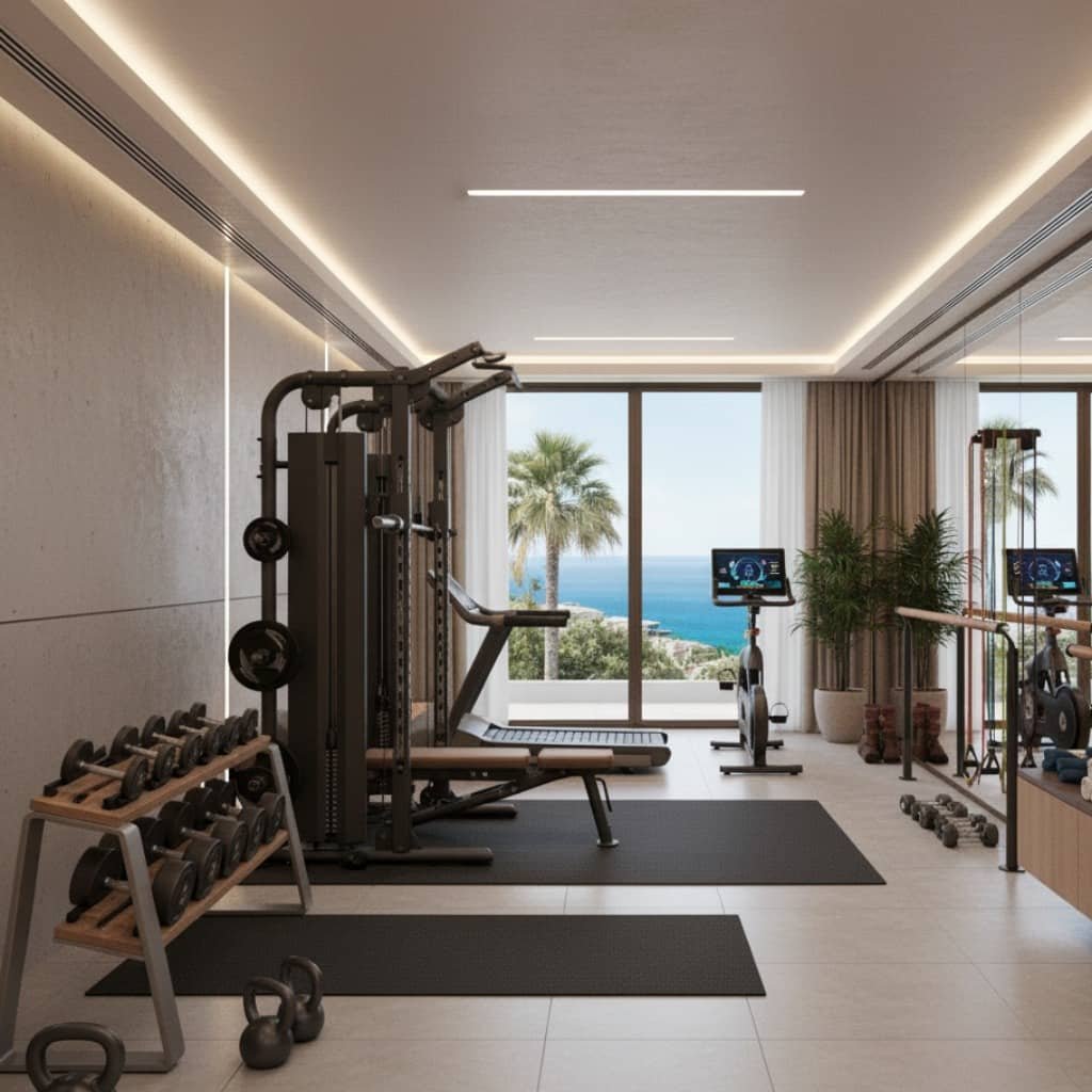 Well-equipped private home gym