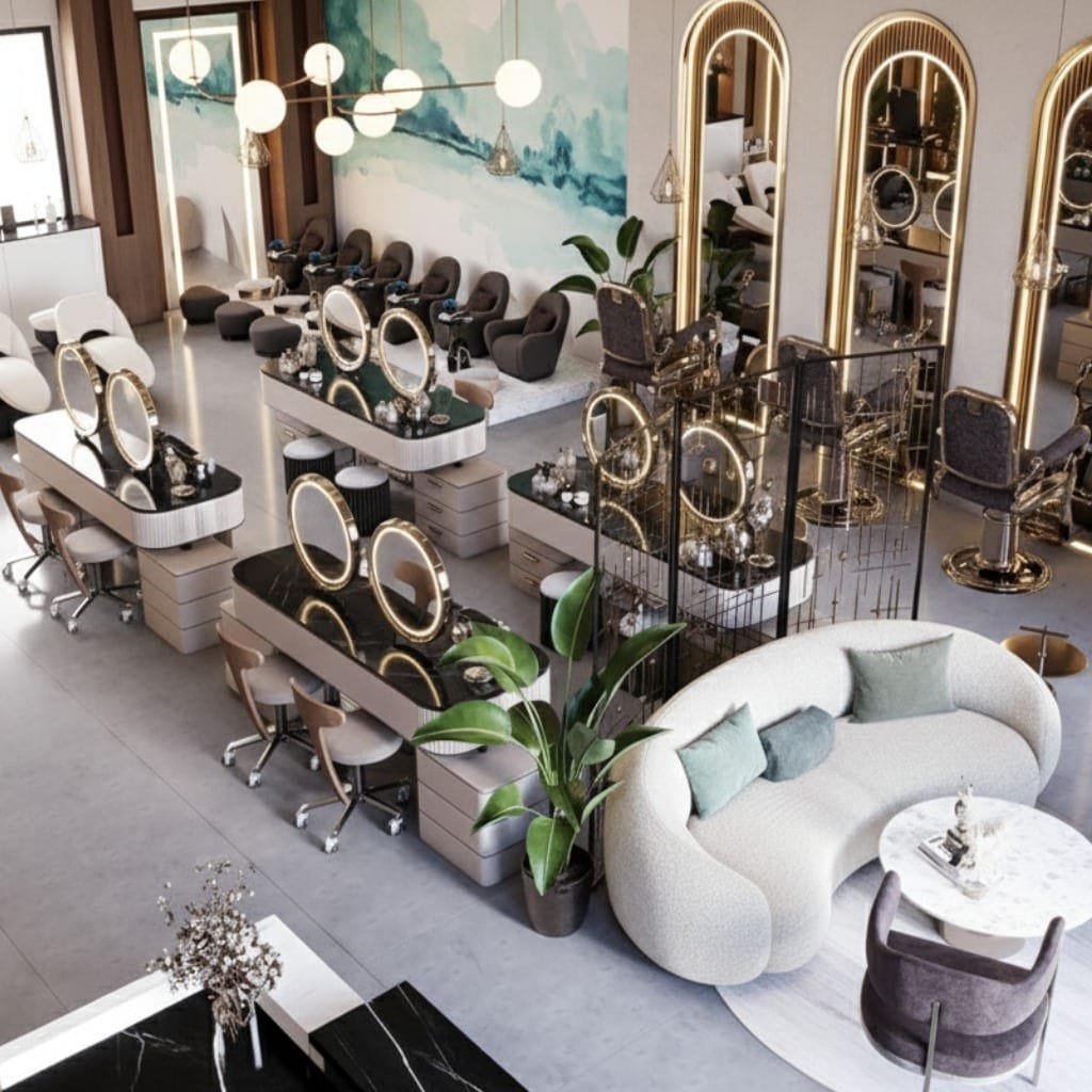 Stylish hair studio with styling stations