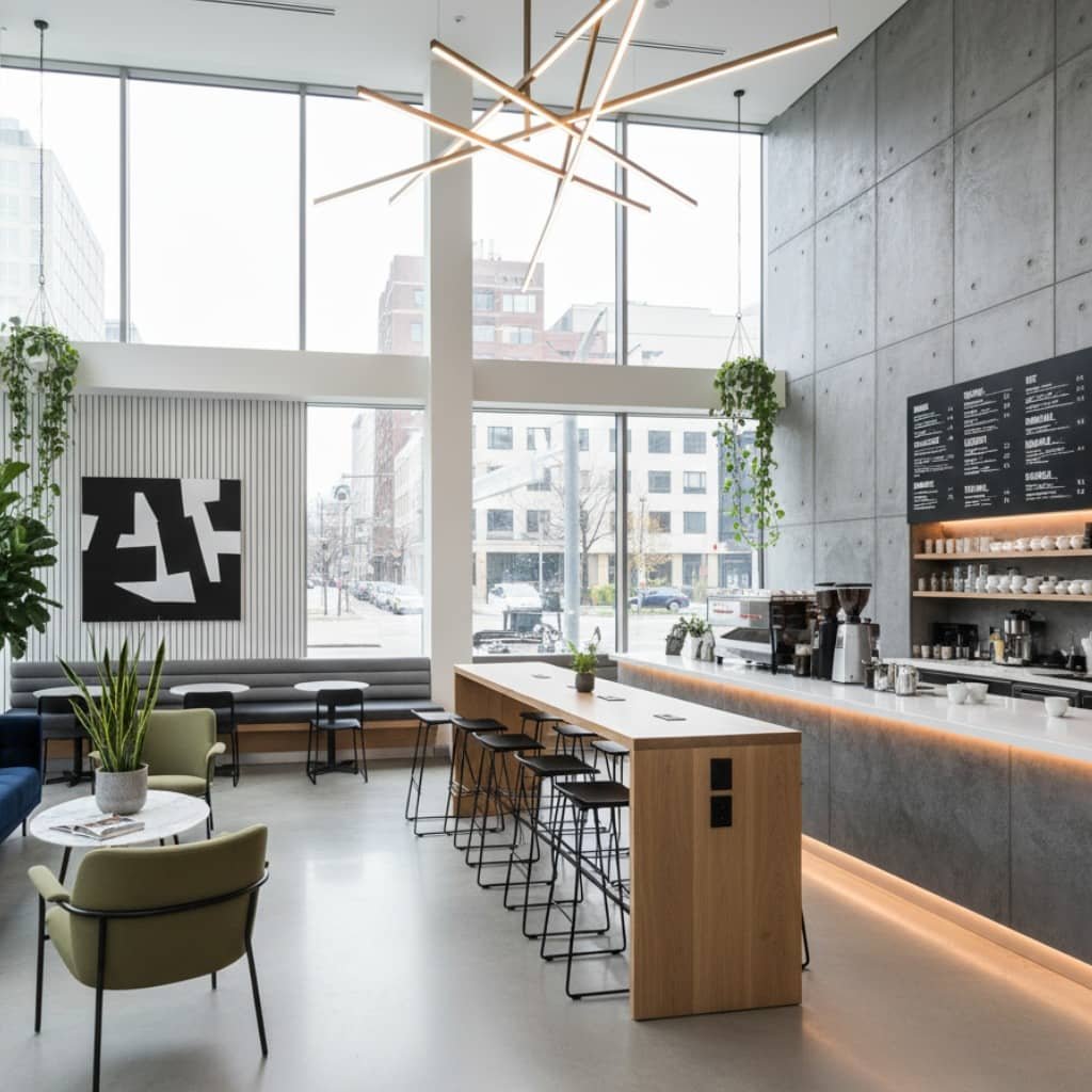 Sleek and modern urban cafe