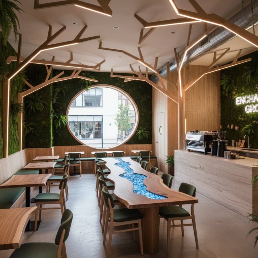 Creative themed cafe interior